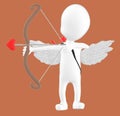 3d white character , cupid shooting arrows from his bow