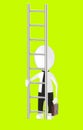 3d white character holding briefcase and standing in front of a ladder - way to climb success concept Royalty Free Stock Photo