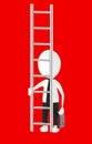 3d white character holding briefcase and standing in front of a ladder - way to climb success concept Royalty Free Stock Photo