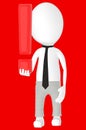 3d white character holding a exclamation mark Royalty Free Stock Photo