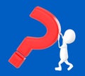 3d white character , pushing question mark Royalty Free Stock Photo