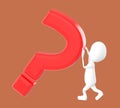 3d white character , pushing question mark Royalty Free Stock Photo