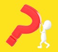 3d white character , pushing question mark Royalty Free Stock Photo