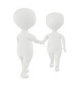 3d white character shake handing each other