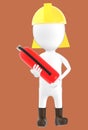 3d white character wearing a safety helmet and holding a fire extinguisher in hand Royalty Free Stock Photo