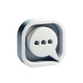 3D white chat bubble icon with three dots inside rounded square isolated on white or transparent background Royalty Free Stock Photo