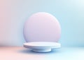 3D White Circular Pedestal on Soft Pastel Gradient Background for Product Display, Minimal Showcase, and Modern Mockup Design