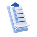 3d white clipboard icon task management todo check list on blue plane background. Work project plan concept, fast Royalty Free Stock Photo