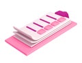 3d white clipboard icon task management todo check list on pink plane background. Work project plan concept, fast Royalty Free Stock Photo