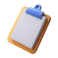 3d white clipboard task management isolated on white background. Cartoon plastic style icon Royalty Free Stock Photo