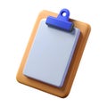 3d white clipboard task management isolated on white background. Cartoon plastic style icon Royalty Free Stock Photo