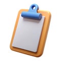 3d white clipboard task management isolated on white background. Cartoon plastic style icon Royalty Free Stock Photo