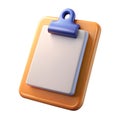 3d white clipboard task management isolated on white background. Cartoon plastic style icon Royalty Free Stock Photo
