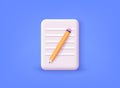 3d white clipboard task management todo check list with pen. Efficient work on project plan, fast summary, assignment and exam,