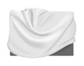 3D white cloth cover on box, podium or pedestal covered with silk fabric Royalty Free Stock Photo