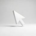 3D White Computer Mouse Cursor Arrow Icon Floating on White Background pointer Royalty Free Stock Photo