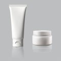 3d white cosmetic cream tube blank package vector. Lotion or gel bottle isolated mock up template. Realistic empty Royalty Free Stock Photo