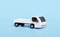 3d white delivery truck icon isolated blue background. business delivery, express service transport concept,  3d render Royalty Free Stock Photo