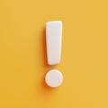 3D White Exclamation Mark on Yellow Background Royalty Free Stock Photo