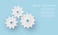 3D white gears and cogs on blue technology background Royalty Free Stock Photo