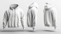 3D White Hoodie Mockup with Drawstrings and Kangaroo Pocket, Feature a blank white hoodie Royalty Free Stock Photo