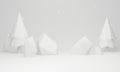 3D white low polygon Christmas background