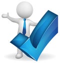 3d white man with check right symbol logo Royalty Free Stock Photo