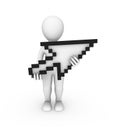 3d white man with mouse cursor in hands. Royalty Free Stock Photo