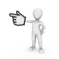 3d white man with mouse cursor pointing finger Royalty Free Stock Photo