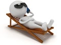 3d white man relax with smartphone Royalty Free Stock Photo