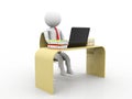 Business man working in Office with Laptop and Folders. 3d render Royalty Free Stock Photo
