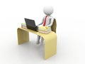 Business man working in Office with Laptop and Folders. 3d render