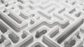 3d white maze labyrinth background with metallic and glossy effect texture