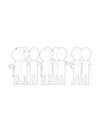 3d white outlined character crowd disccussion