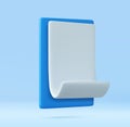 3D White Paper Scroll in Blue Clipboard Isolated. Royalty Free Stock Photo