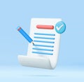 3d White paper task management todo check list Royalty Free Stock Photo