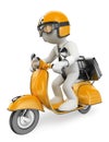 3D white people. Businessman on a moto scooter