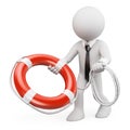 3D white people. Businessman throwing a life preserver Royalty Free Stock Photo