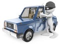 3D white people. Car thief Royalty Free Stock Photo