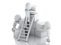 3d White people climbing ladders. Teamwork concept. Royalty Free Stock Photo