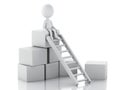 3d White people climbing ladders to get to the top. Royalty Free Stock Photo