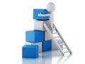 3d White people climbing ladders to get to the top. Royalty Free Stock Photo