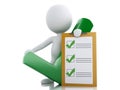 3d White people with clipboard checklist. Royalty Free Stock Photo