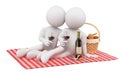 3D white people. Couple romantic picnic. Valentines Day Royalty Free Stock Photo