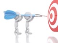 3d White people with dart and target. Success in business. Royalty Free Stock Photo