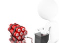 3d White people detonating a bomb Royalty Free Stock Photo