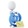 3d white people with email symbol and envelope. Royalty Free Stock Photo