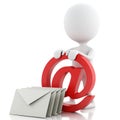 3d white people with email symbol and envelope. Royalty Free Stock Photo