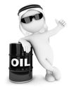 3d white people emir with a barrel of oil Royalty Free Stock Photo