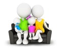 3d white people family sitting on sofa